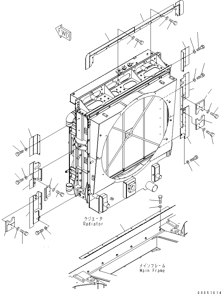 Komatsu parts book diagram for HD785-7 S/N 7001-8172: RADIATOR (BUFFLE)(#7001-7168)