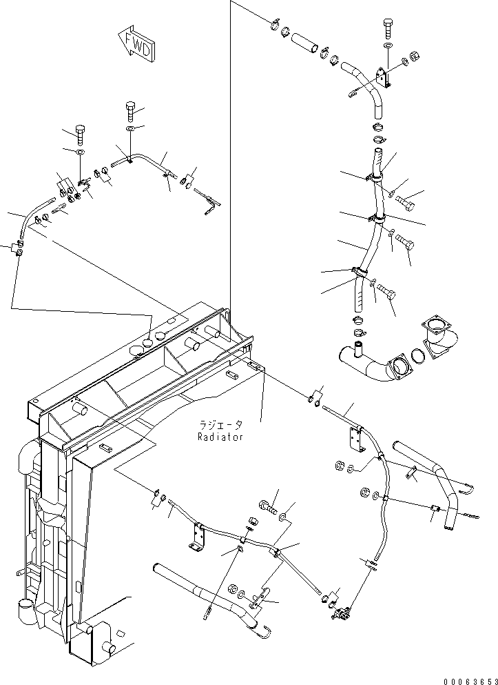 Komatsu parts book diagram for HD785-7 S/N 7001-8172: RADIATOR (COOLANT LINE) (2/2)(#7169-)