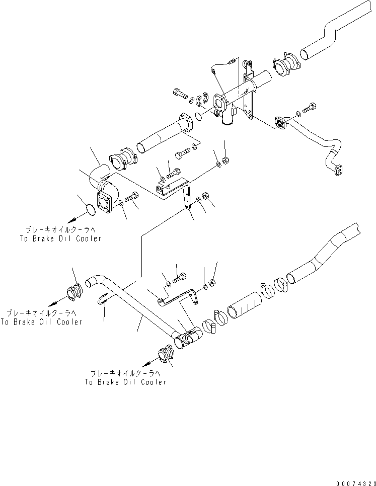 Komatsu parts book diagram for HD785-7 S/N 7001-8172: RADIATOR (BRAKE COOLER PIPING) (OIL HEATER)(#7169-)