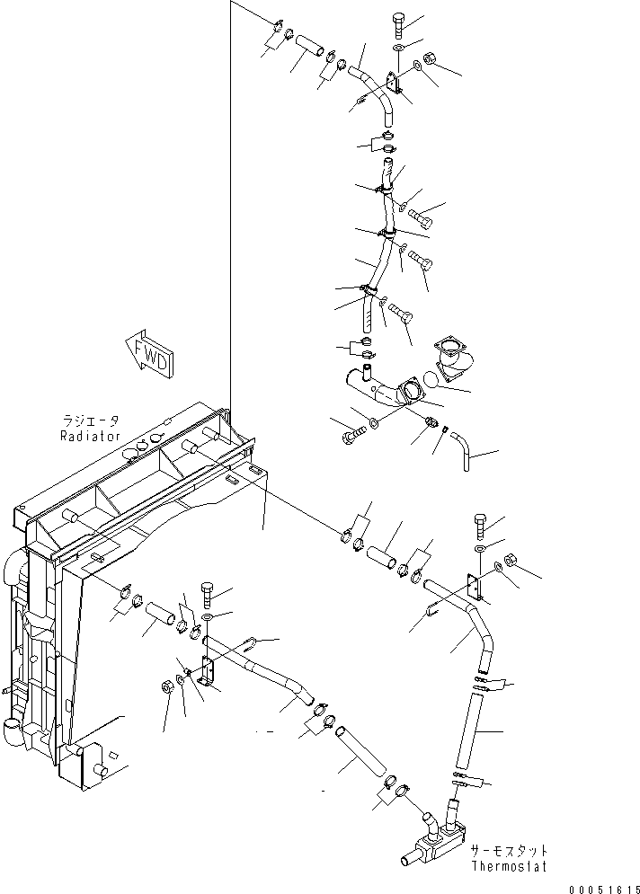 Komatsu parts book diagram for HD785-7 S/N 7001-8172: COOLANT LINE (1/3)(#7001-7168)