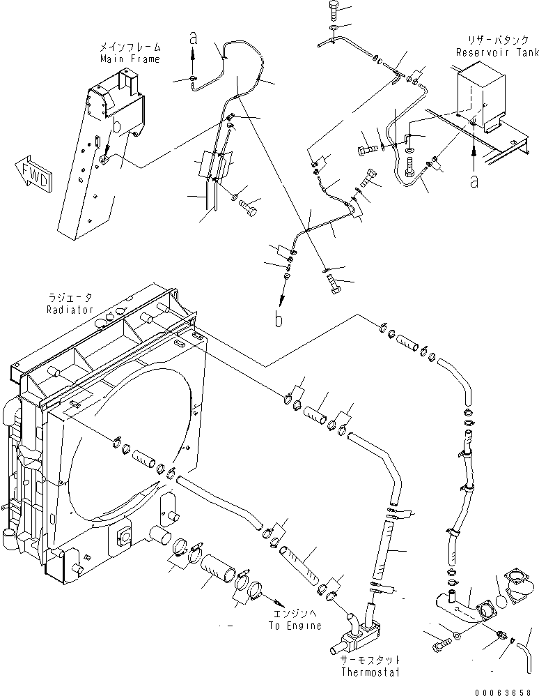 Komatsu parts book diagram for HD785-7 S/N 7001-8172: COOLANT LINE(#7169-)