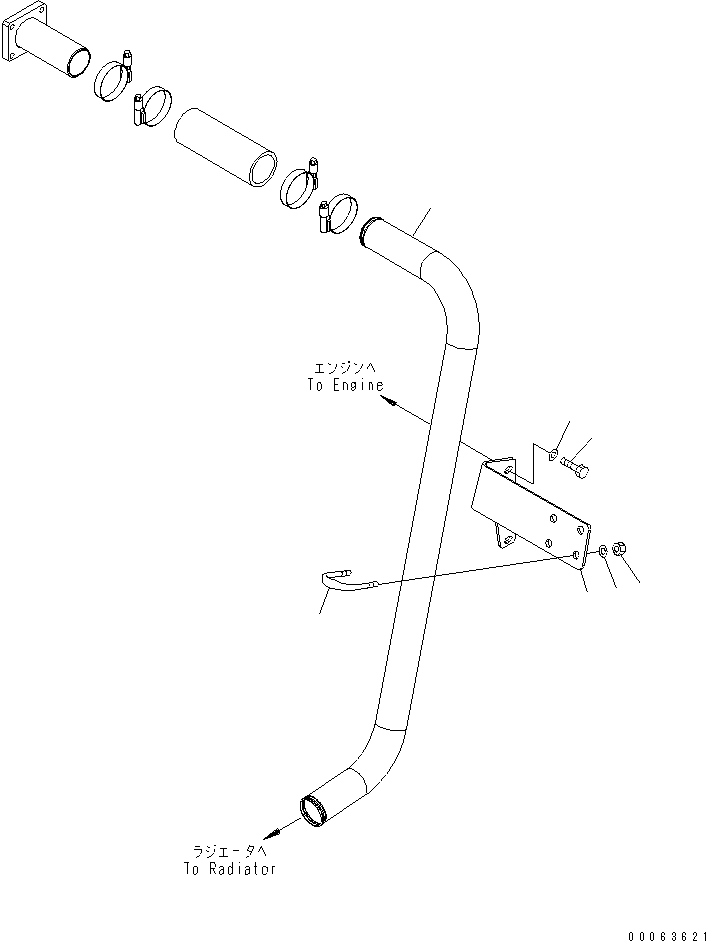 Komatsu parts book diagram for HD785-7 S/N 7001-8172: COOLANT LINE (BYPASS TUBE)(#7169-)