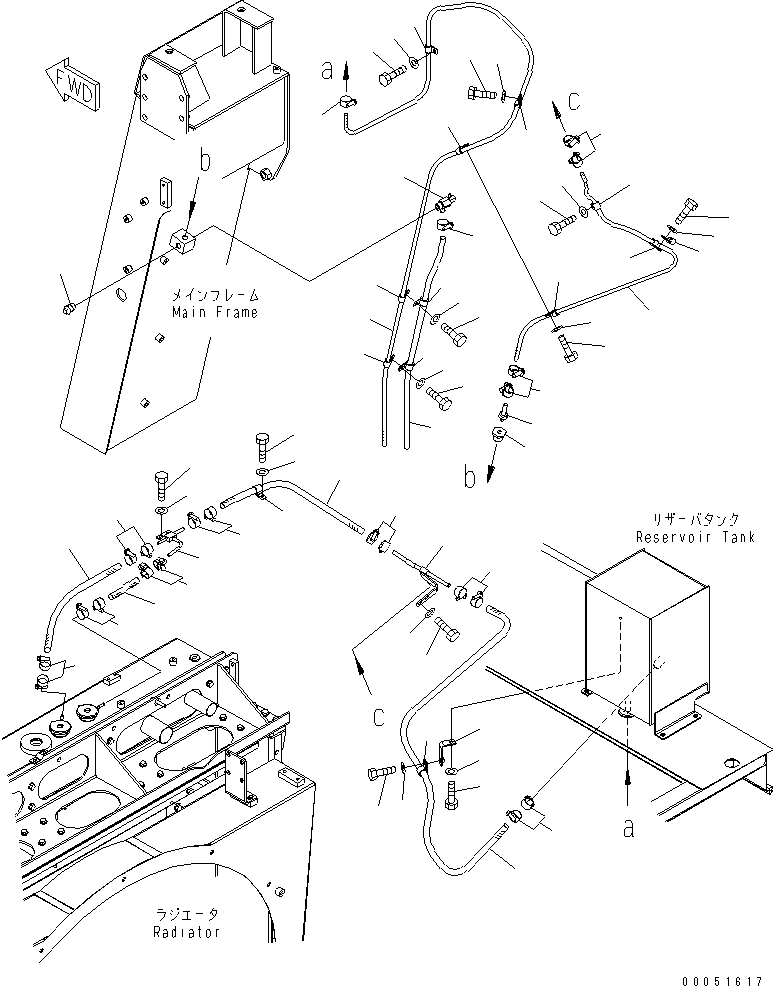 Komatsu parts book diagram for HD785-7 S/N 7001-8172: COOLANT LINE (3/3)(#7001-7168)