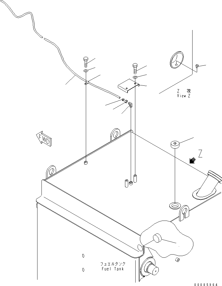 Komatsu parts book diagram for HD785-7 S/N 7001-8172: FUEL TANK(#7391-)