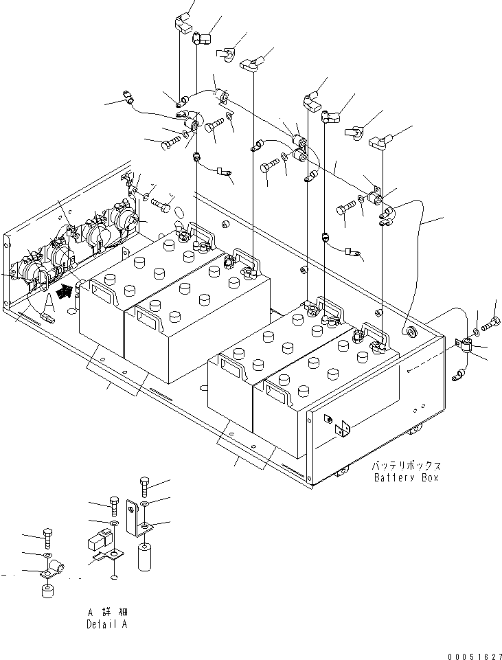 Komatsu parts book diagram for HD785-7 S/N 7001-8172: BATTERY BOX (BATTERY)(#7001-7168)