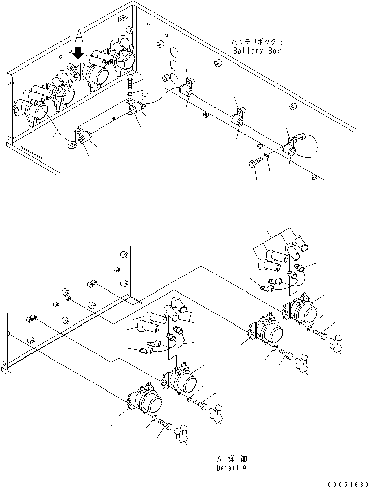 Komatsu parts book diagram for HD785-7 S/N 7001-8172: BATTERY BOX (RELAY)(#7169-)