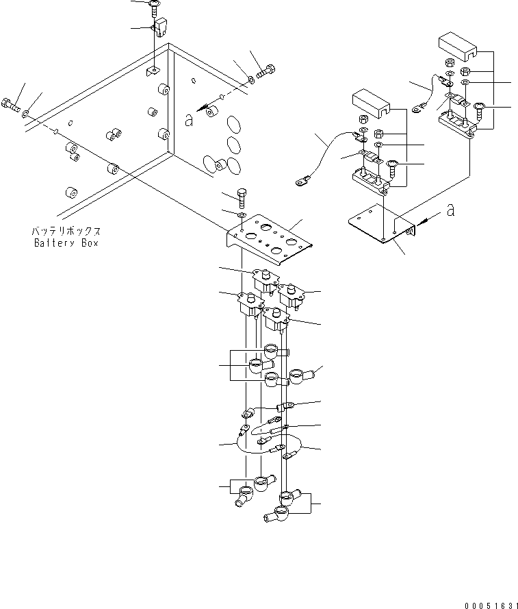 Komatsu parts book diagram for HD785-7 S/N 7001-8172: BATTERY BOX (CIRCUIT BREAKER)(#7169-)