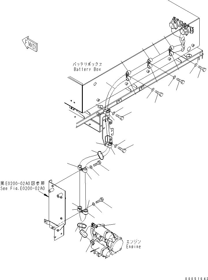 Komatsu parts book diagram for HD785-7 S/N 7001-8172: ELECTRICAL SYSTEM (STARTER CABLE)(#7001-7168)