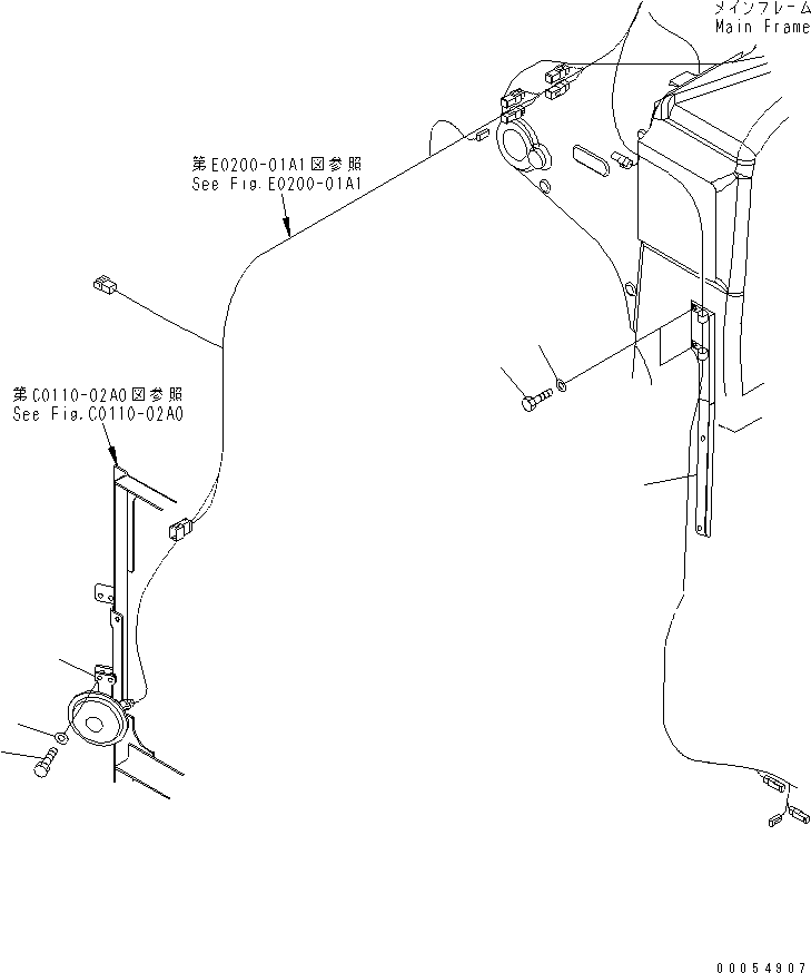 Komatsu parts book diagram for HD785-7 S/N 7001-8172: ELECTRICAL SYSTEM (HORN AND BRACKET) (ADDITIONAL FILTER)(#7001-7168)