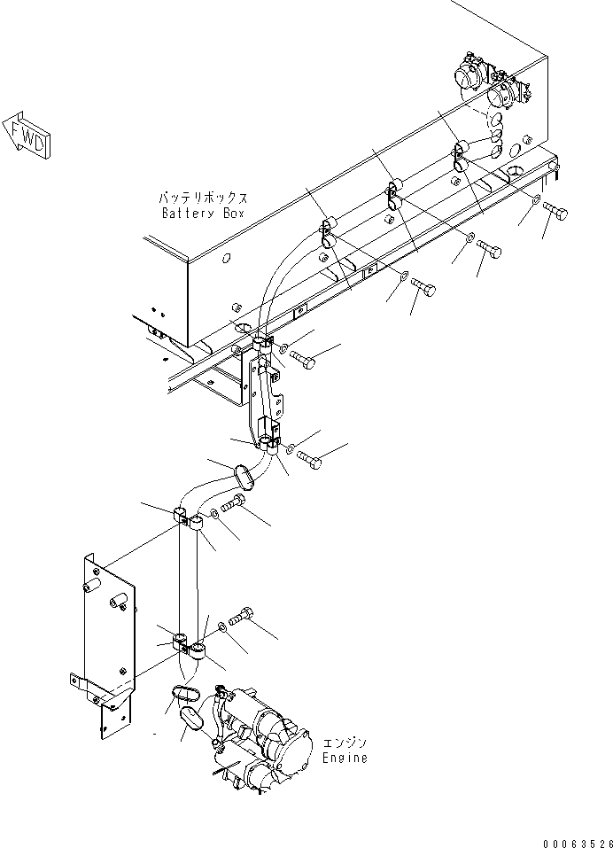 Komatsu parts book diagram for HD785-7 S/N 7001-8172: ELECTRICAL SYSTEM (STARTER CABLE)(#7169-)