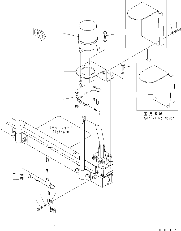 Komatsu parts book diagram for HD785-7 S/N 7001-8172: BEACON LAMP(#7001-)
