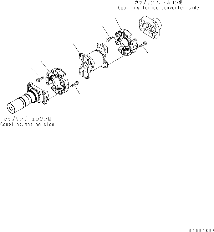 Komatsu parts book diagram for HD785-7 S/N 7001-8172: FRONT PROPELLER SHAFT UNIT(#7001-)