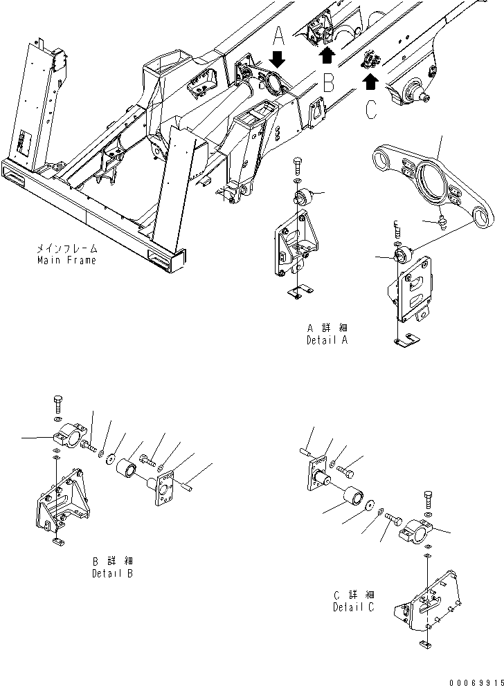 Komatsu parts book diagram for HD785-7 S/N 7001-8172: TRANSMISSION MOUNTING PARTS(#7169-)