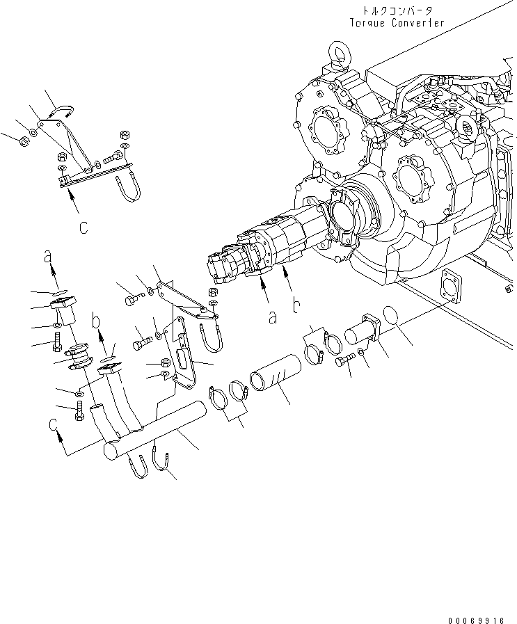 Komatsu parts book diagram for HD785-7 S/N 7001-8172: TRANSMISSION PIPING (SUCTION)(#7169-)