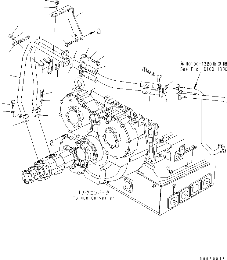 Komatsu parts book diagram for HD785-7 S/N 7001-8172: TRANSMISSION PIPING (PRE FILTER)(#7169-)