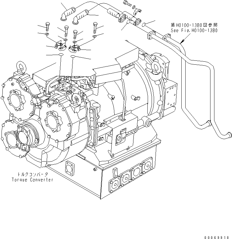 Komatsu parts book diagram for HD785-7 S/N 7001-8172: TRANSMISSION PIPING (FILTER)(#7169-)
