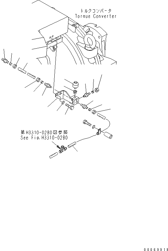 Komatsu parts book diagram for HD785-7 S/N 7001-8172: TRANSMISSION PIPING (BREATHERTUBE)(#7169-)