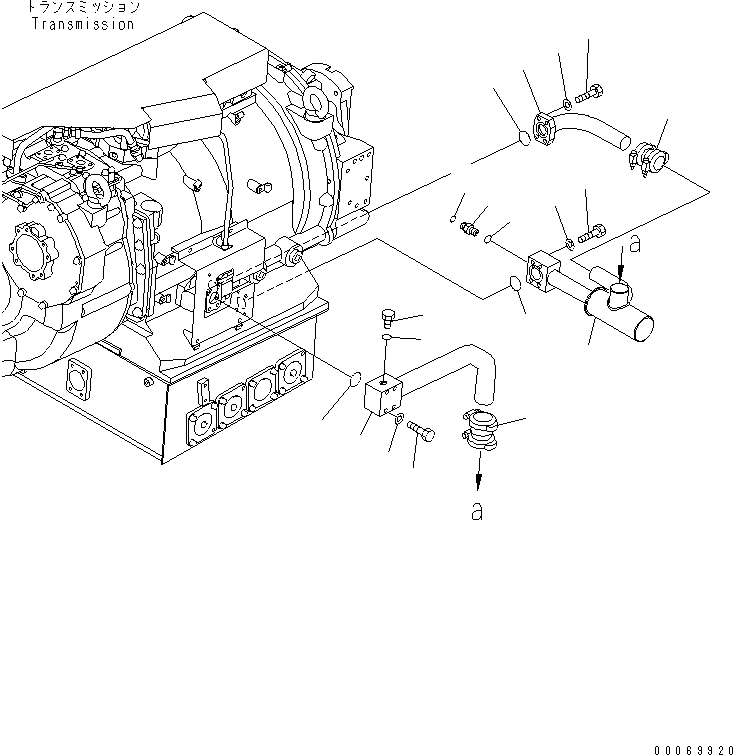 Komatsu parts book diagram for HD785-7 S/N 7001-8172: TRANSMISSION PIPING (OIL PAN PIPING)(#7169-)