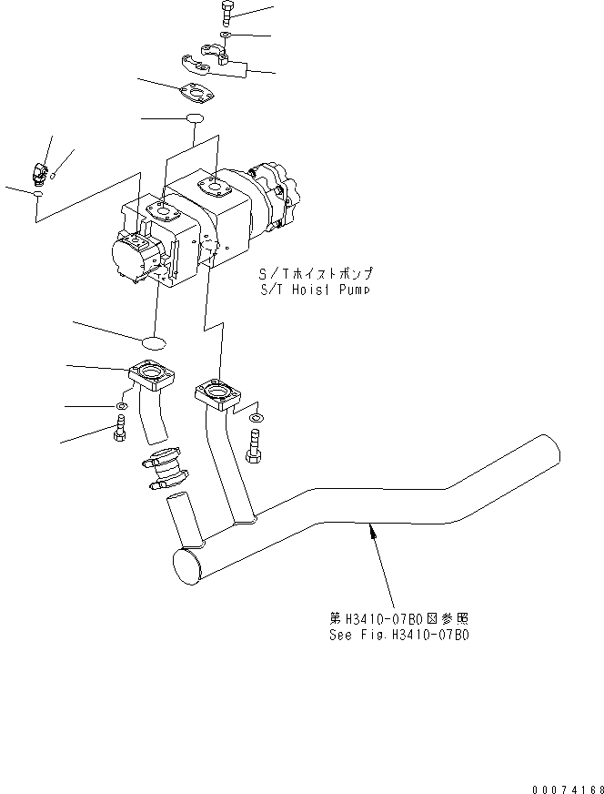 Komatsu parts book diagram for HD785-7 S/N 7001-8172: TRANSMISSION PIPING (PUMP SUCTION)(#7169-)