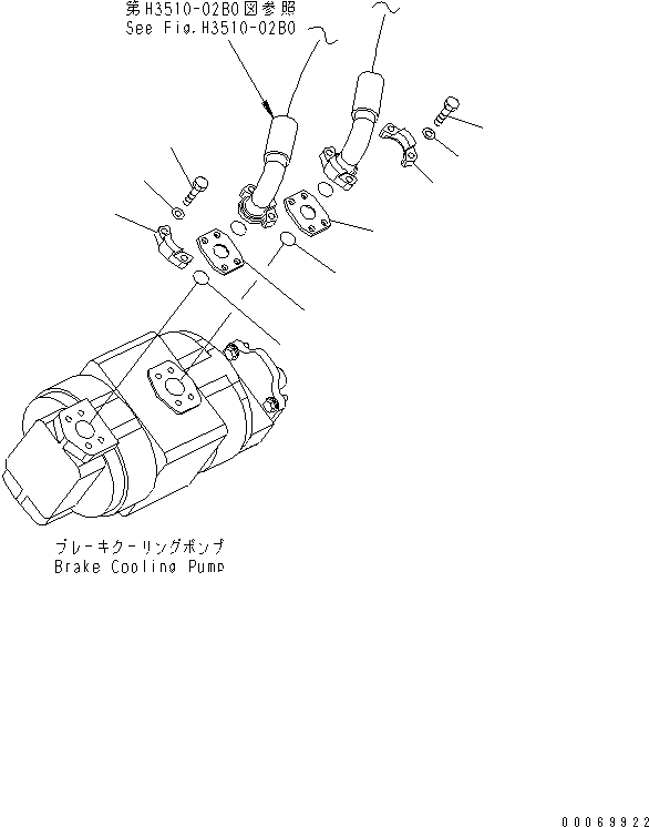 Komatsu parts book diagram for HD785-7 S/N 7001-8172: TRANSMISSION PIPING (STEERING AND HOIST PIPING)(#7169-)