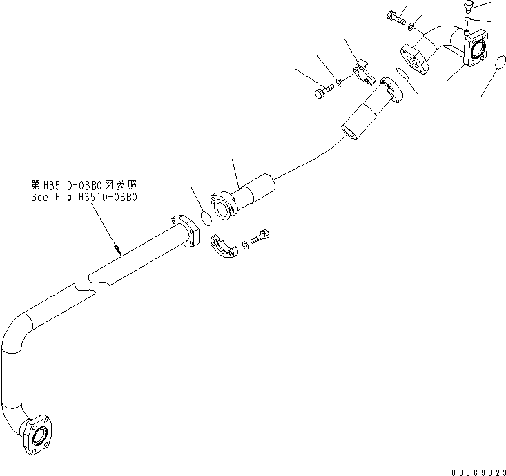 Komatsu parts book diagram for HD785-7 S/N 7001-8172: TRANSMISSION PIPING(PUMP TO BRAKE)(#7169-)
