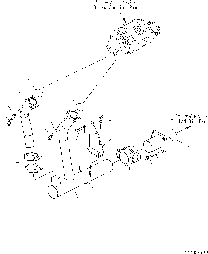 Komatsu parts book diagram for HD785-7 S/N 7001-8172: BRAKE COOLING OIL LINE (SUCTION PIPING)(#7001-7168)