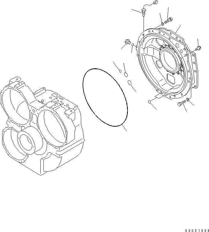 Komatsu parts book diagram for HD785-7 S/N 7001-8172: TORQUE CONVERTER (4/7) (REAR HOSING)(#7001-)