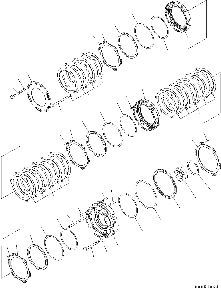 Komatsu parts book diagram for HD785-7 S/N 7001-8172: TRANSMISSION (1/10) (1ST ? 2ND ? 3RD AND REVERSE CLUTCH)(#7001-)
