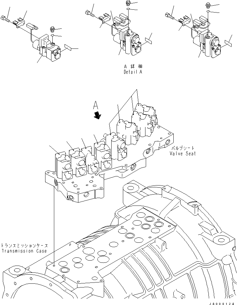 Komatsu parts book diagram for HD785-7 S/N 7001-8172: TRANSMISSION CONTROL VALVE (1/2)(#7001-)