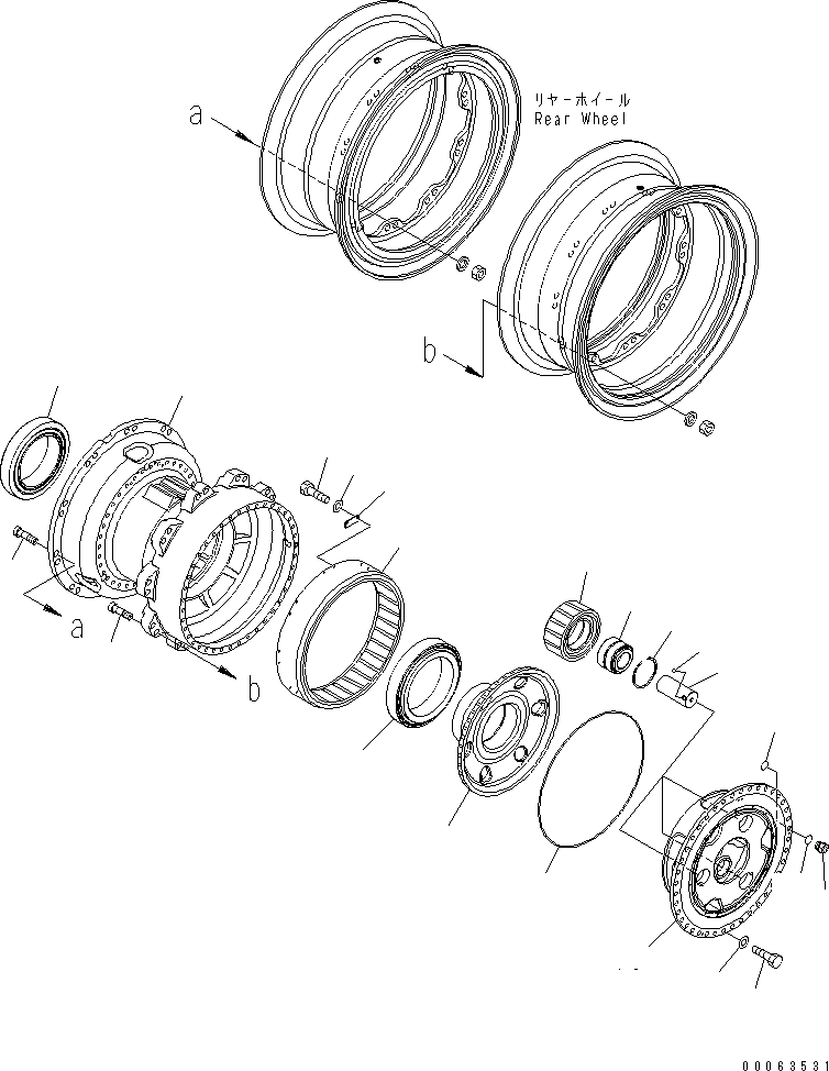 Komatsu parts book diagram for HD785-7 S/N 7001-8172: REAR AXLE (FINAL DRIVE) (L.H.) (1/2)(#7001-)