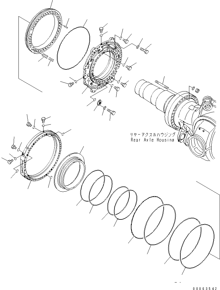 Komatsu parts book diagram for HD785-7 S/N 7001-8172: REAR AXLE (FINAL BRAKE) (R.H.) (1/3)(#7001-)