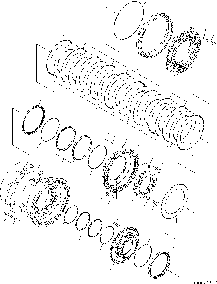 Komatsu parts book diagram for HD785-7 S/N 7001-8172: REAR AXLE (FINAL BRAKE) (R.H.) (2/3)(#7001-)