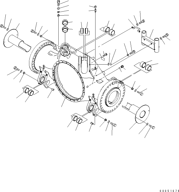 Komatsu parts book diagram for HD785-7 S/N 7001-8172: REAR AXLE (HOUSING)(#7001-)
