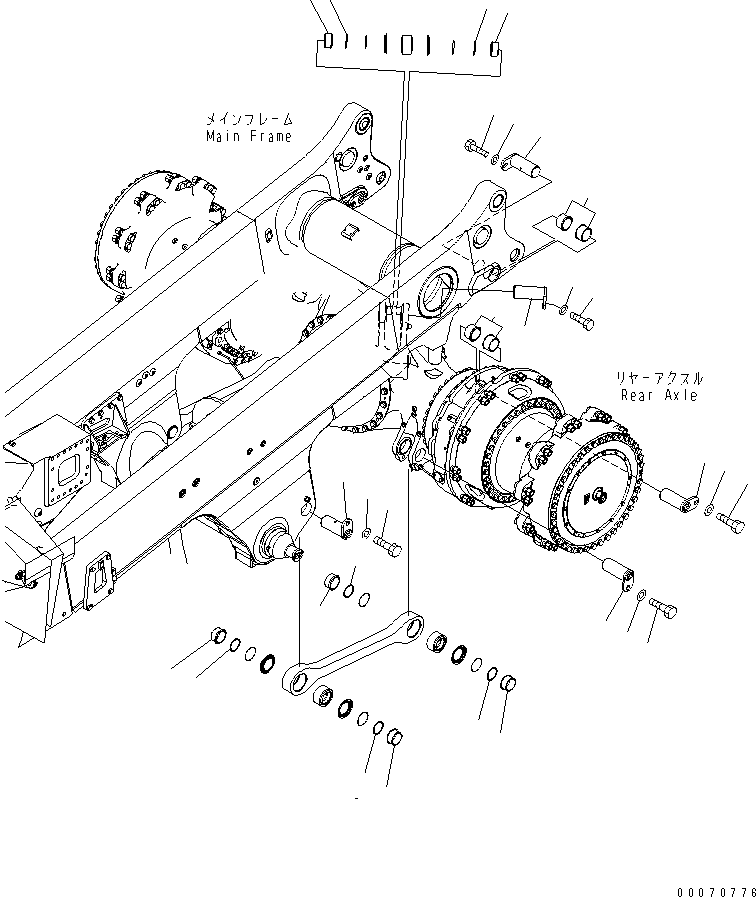 Komatsu parts book diagram for HD785-7 S/N 7001-8172: REAR AXLE SUPPORT (PIN GROUP)(#7001-)