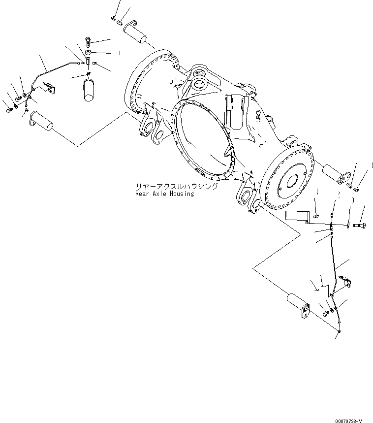 Komatsu parts book diagram for HD785-7 S/N 7001-8172: REAR AXLE SUPPORT (LUBRICATING GROUP)(#7001-)