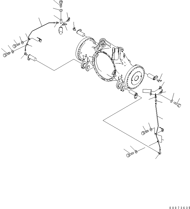 Komatsu parts book diagram for HD785-7 S/N 7001-8172: REAR AXLE SUPPORT (LUBRICATING GROUP) (AUTO GREASE)(#7001-)