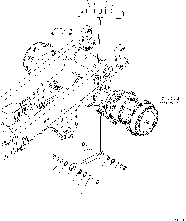 Komatsu parts book diagram for HD785-7 S/N 7001-8172: REAR AXLE SUPPORT (ROD GROUP)(#7001-)