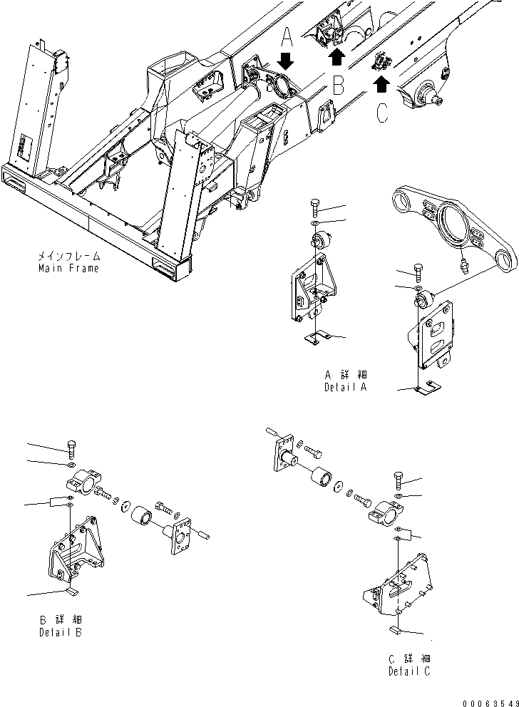 Komatsu parts book diagram for HD785-7 S/N 7001-8172: TRANSMISSION MOUNTING PARTS(#7169-)