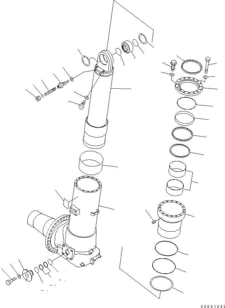 Komatsu parts book diagram for HD785-7 S/N 7001-8172: FRONT AXLE (R.H.) (FRONT SUSPENSION ASS'Y) (CYLINDER)(#7001-)
