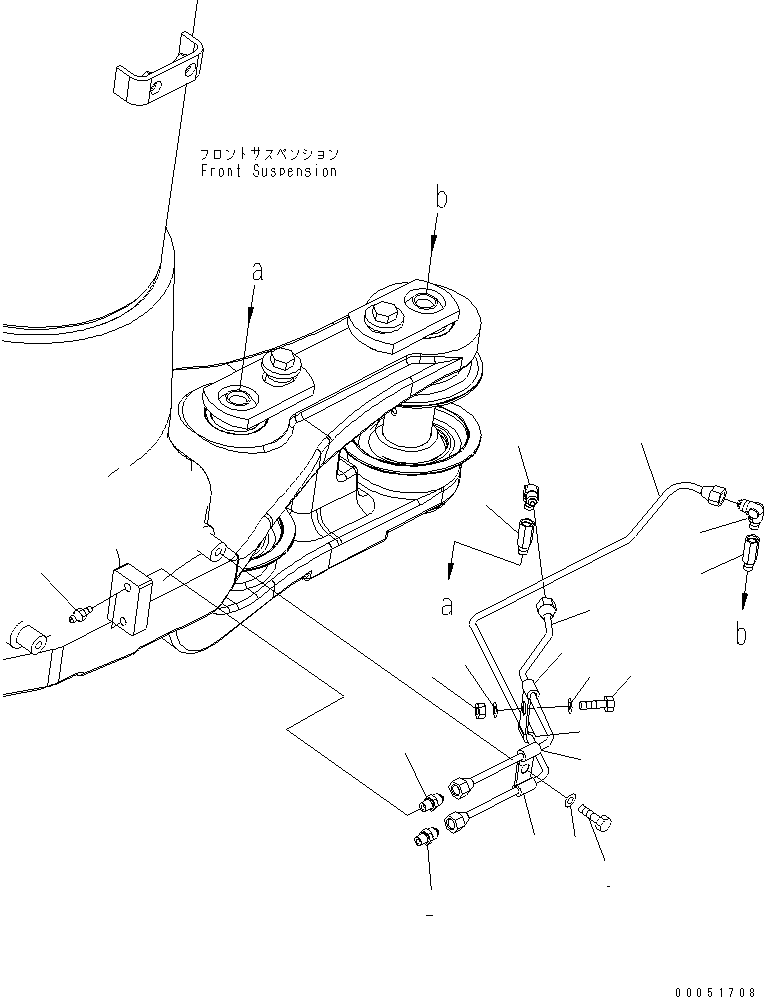 Komatsu parts book diagram for HD785-7 S/N 7001-8172: FRONT AXLE (R.H.) (LUBLICATION)(#7001-)