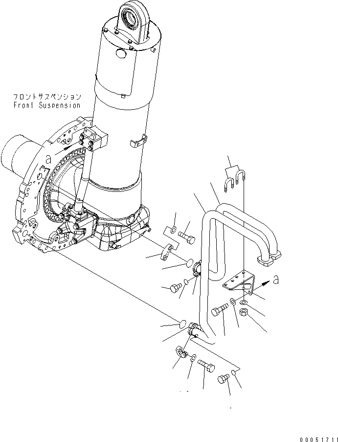 Komatsu parts book diagram for HD785-7 S/N 7001-8172: FRONT AXLE (R.H.) (BRAKE COOLING LINE)(#7001-)