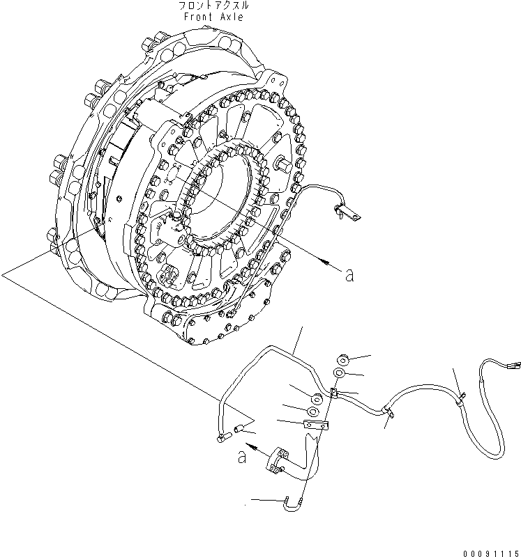 Komatsu parts book diagram for HD785-7 S/N 7001-8172: FRONT AXLE (R.H.) (ABS SENSOR) (FOR WITH ABS)(#8184-)