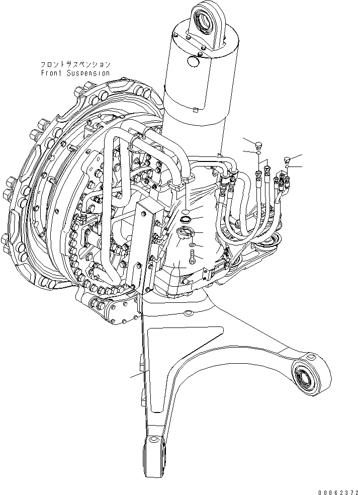 Komatsu parts book diagram for HD785-7 S/N 7001-8172: FRONT AXLE (R.H.) (TRANSPORT) (AUTO SUSPENSION)(#7003-)