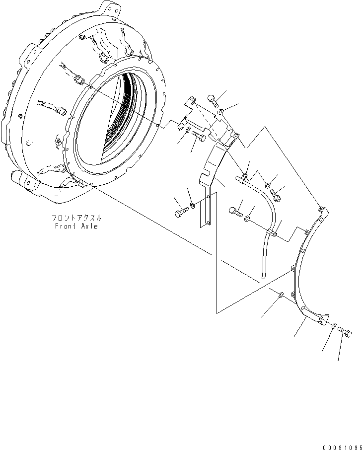 Komatsu parts book diagram for HD785-7 S/N 7001-8172: FRONT AXLE (L.H.) (COVER) (FOR WITH ABS)(#8184-)