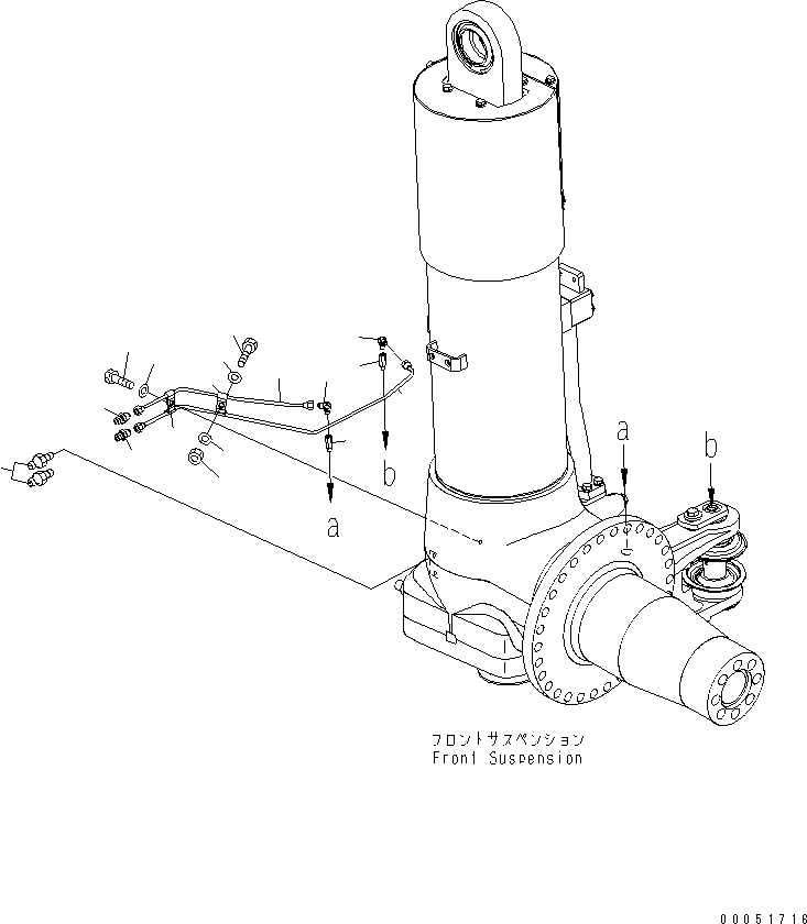 Komatsu parts book diagram for HD785-7 S/N 7001-8172: FRONT AXLE (L.H.) (LUBLICATION)(#7001-)