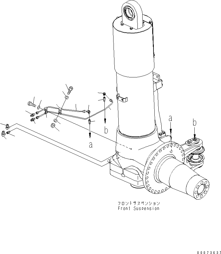 Komatsu parts book diagram for HD785-7 S/N 7001-8172: FRONT AXLE (L.H.) (LUBLICATION) (AUTO GREASE)(#7001-)