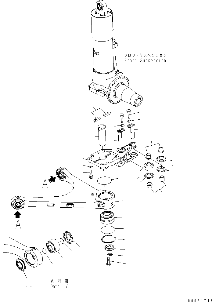 Komatsu parts book diagram for HD785-7 S/N 7001-8172: FRONT AXLE (L.H.) (LEVER)(#7001-)