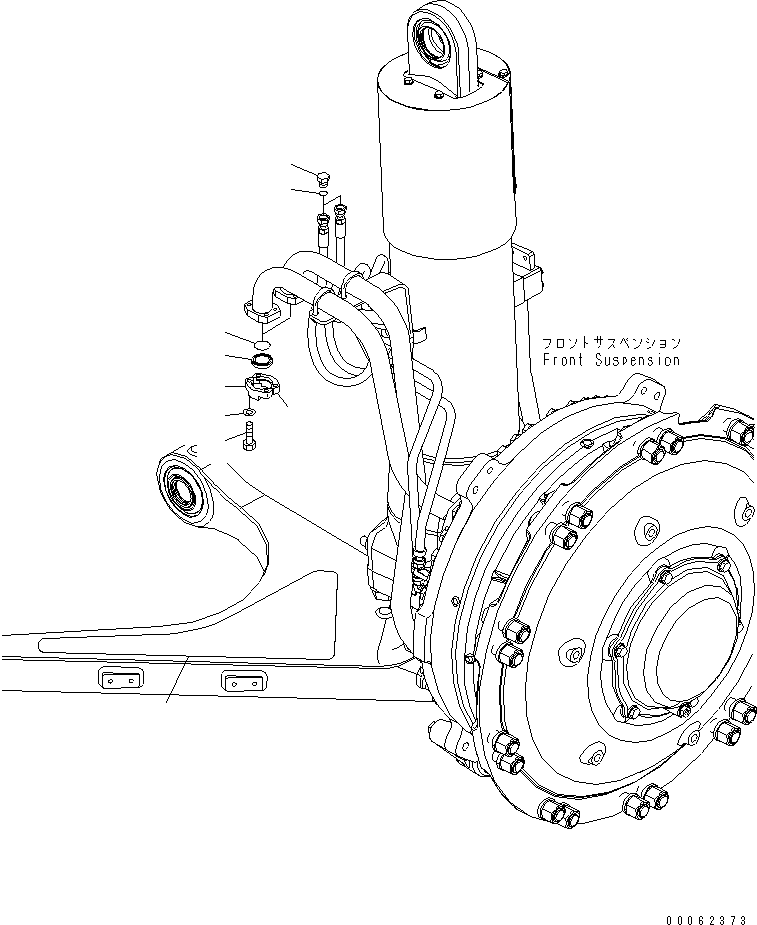 Komatsu parts book diagram for HD785-7 S/N 7001-8172: FRONT AXLE (L.H.) (TRANSPORT)(#7003-)