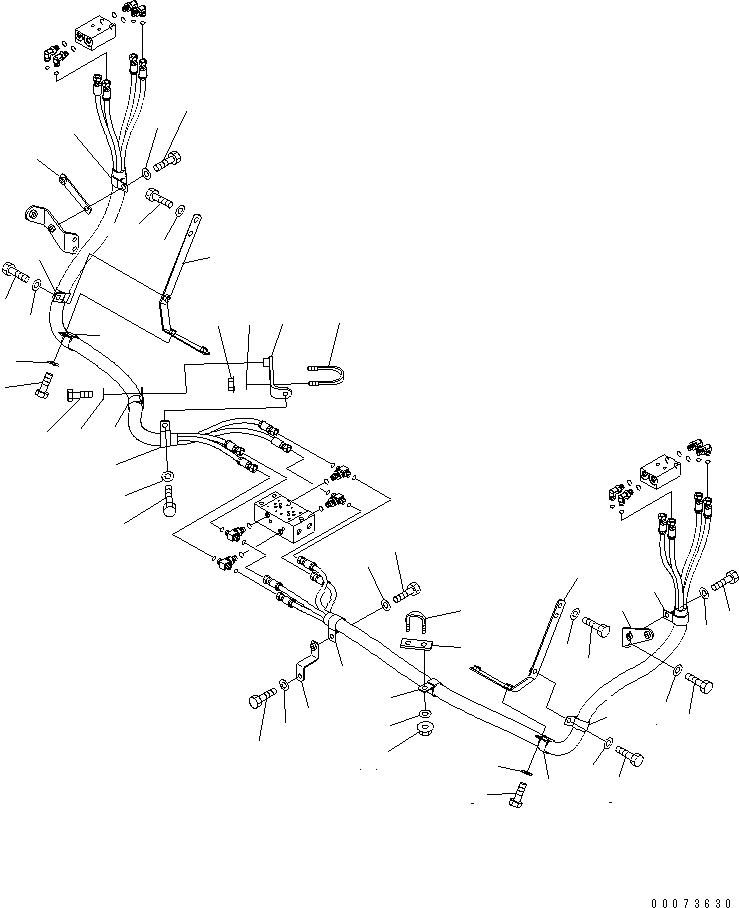 Komatsu parts book diagram for HD785-7 S/N 7001-8172: AUTO SUSPENSION PIPING (OIL HEATER)(#7169-)