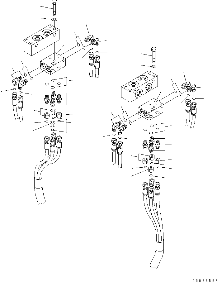 Komatsu parts book diagram for HD785-7 S/N 7001-8172: AUTO SUSPENSION PIPING (BLOCK)(#7169-)